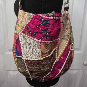 Y2K Patchwork Boho Bag Purse Sequins Rainbow Hippie Vintage Fairycore